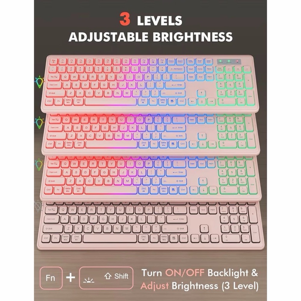 NIB Trueque Wireless RGB Keyboard & Mouse Combo - Picture 2 of 9
